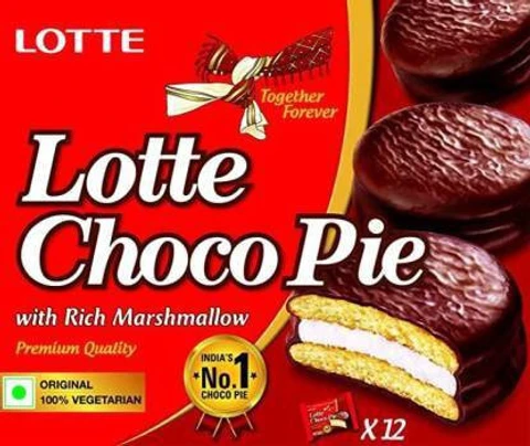 Lotte Choco Pie with rich marshmallow - iconic chocolate snack produced by Lotte Wellfood